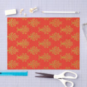 Rood en goud bloemmotief tissuepapier (Craft)