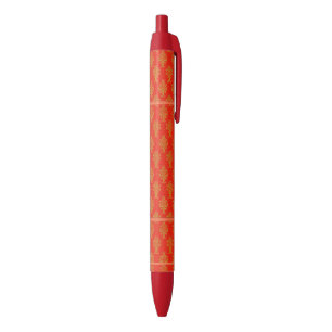 Rood en goud bloemmotief zwarte inkt pen