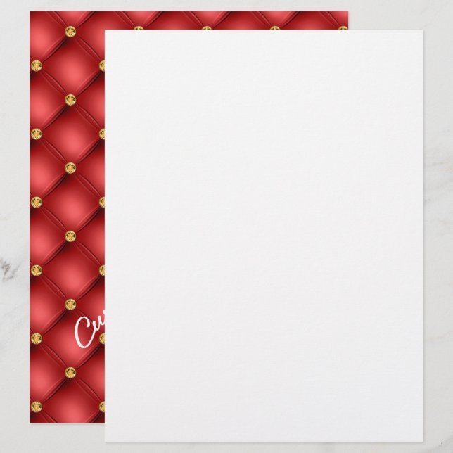 Rood en Goud Briefhoofd Gepersonaliseerde Tekst (Voorkant / Achterkant)