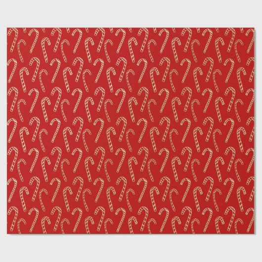 Rood en Goud Candy Canes Kerst Wrapping Papier (Vlak)