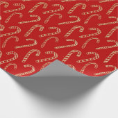 Rood en Goud Candy Canes Kerst Wrapping Papier (Hoek)