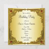 Rood en Goud Carrousel Paard Verjaardagsfeest Kaart (Achterkant)