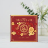 Rood en goud Chinees Nieuwjaar Feestdagenkaart (Staand voorkant)