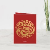 Rood en goud, Chinees nieuwjaar, gouden draak Bedankkaart (Achterkant)