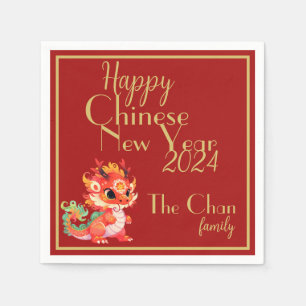 Rood en goud, Chinees nieuwjaar, jaar van de draak Servet
