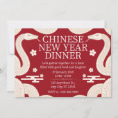 Rood en Goud Chinees Nieuwjaarsdiner Kaart (Voorkant)