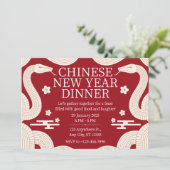Rood en Goud Chinees Nieuwjaarsdiner Kaart (Staand voorkant)