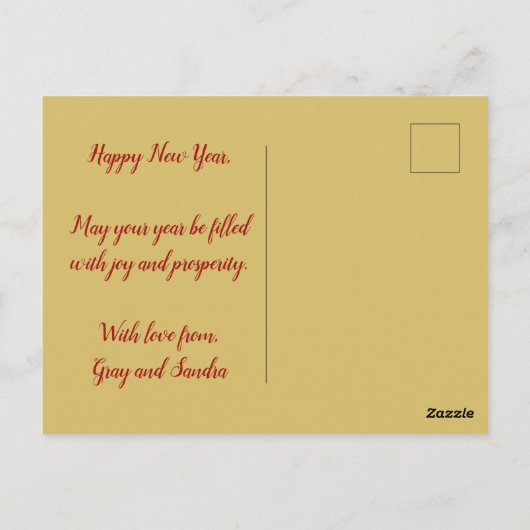 Rood en goud, Chinese draak, Chinees nieuwjaar Briefkaart (Achterkant)