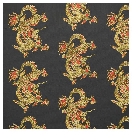 Rood en goud Chinese draak Stof (Swatch)