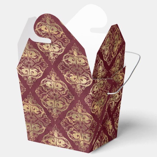 Rood en Goud Damask Bedankdoosjes (Geopend)