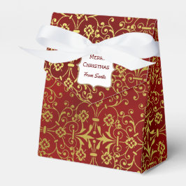 Rood en Goud Damask Holiday Tent Favor Gift Box Bedankdoosjes