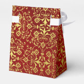 Rood en Goud Damask Holiday Tent Favor Gift Box Bedankdoosjes (Achterkant)