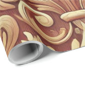 rood en goud Damask Pattern Cadeaupapier (Rol Hoek)