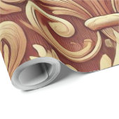 rood en goud Damask Pattern Cadeaupapier (Rol Hoek)