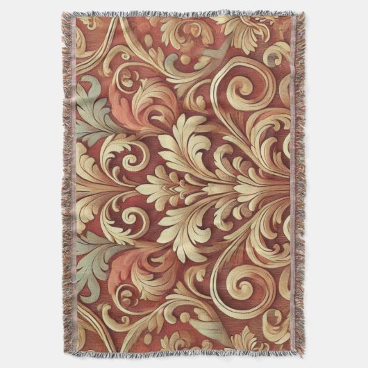 rood en goud Damask Pattern Deken (Voorkant Verticaal)