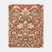 rood en goud Damask Pattern Fleece Deken (Voorkant)