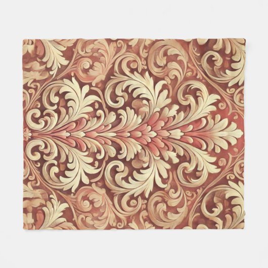 rood en goud Damask Pattern Fleece Deken (Voorkant (Horizontaal))