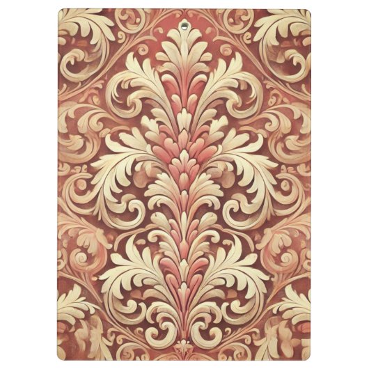 rood en goud Damask Pattern Klembord (Achterkant)
