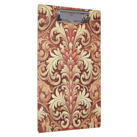 rood en goud Damask Pattern Klembord (Rechts)