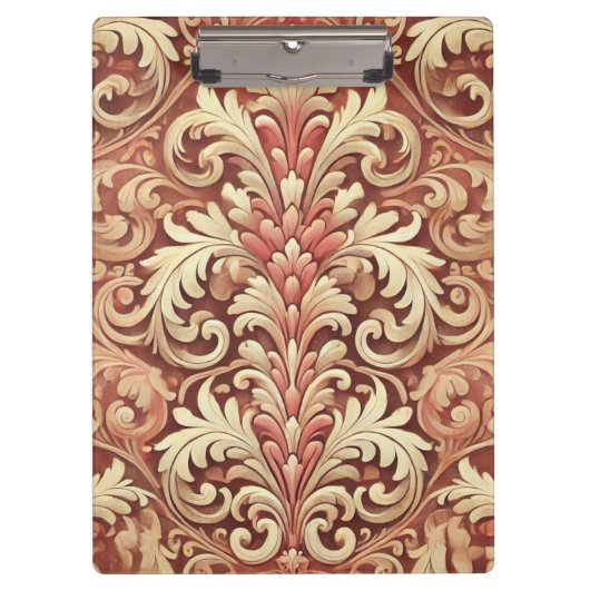 rood en goud Damask Pattern Klembord (Voorkant)