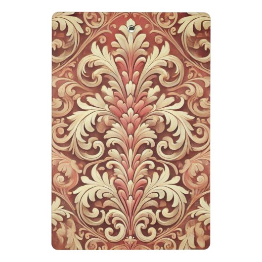 rood en goud Damask Pattern Mini Klembord (Achterkant)