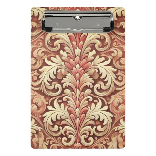 rood en goud Damask Pattern Mini Klembord (Voorkant)