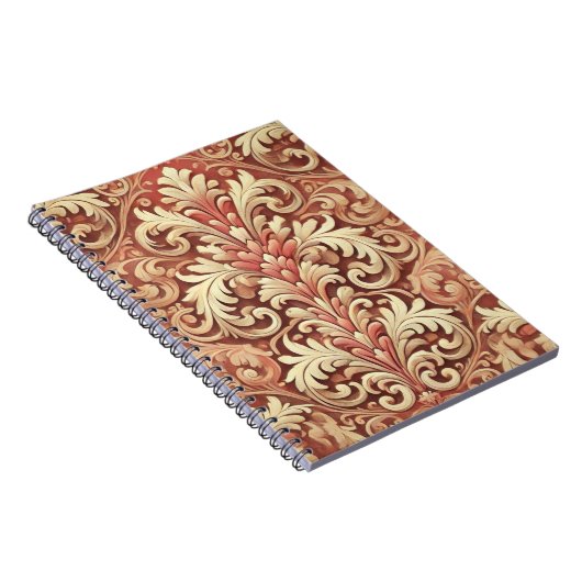 rood en goud Damask Pattern Notitieboek (Rechterzijde)