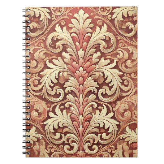 rood en goud Damask Pattern Notitieboek (Voorkant)