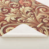 rood en goud Damask Pattern Sherpa Deken (3/4)