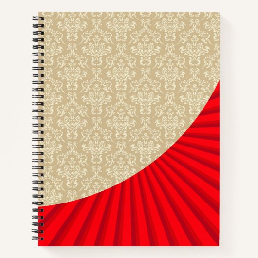Rood en goud Damask Sunburst Notitieboek (Voorkant)