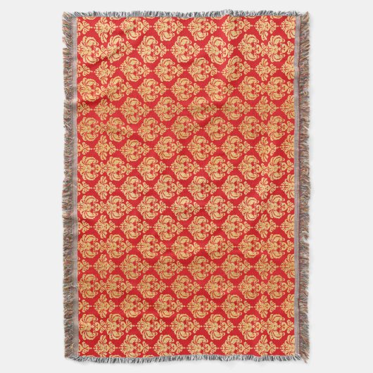 Rood en Goud  damastpatroon Deken (Voorkant Verticaal)