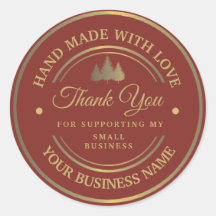 Rood en goud | dank u klassieke ronde sticker