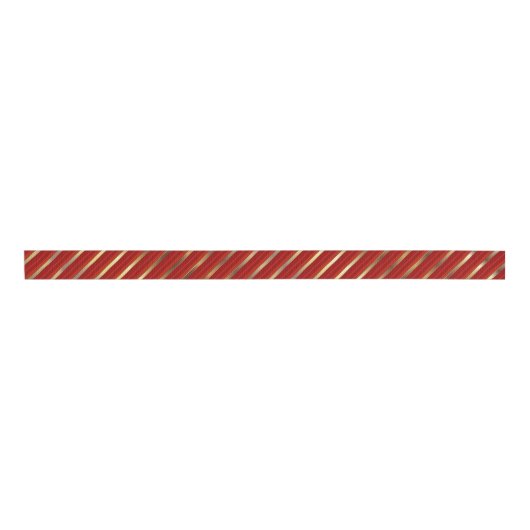 Rood en goud diagonale strepen | Christmas Grosgrain Lint (Voorkant)