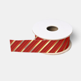 Rood en goud diagonale strepen | Christmas Grosgrain Lint