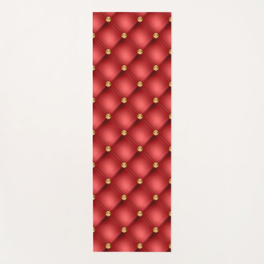 Rood en Goud Diamant Tufted Yoga Mat (Voorkant)