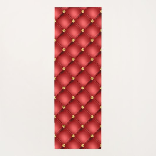 Rood en Goud Diamant Tufted Yoga Mat (Achterkant)