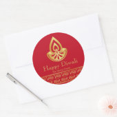 Rood en Goud Diwali Party Favor Ronde Sticker (Envelop)