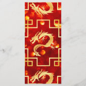 Rood en Goud Dragon Wedding Menu (Achterkant)