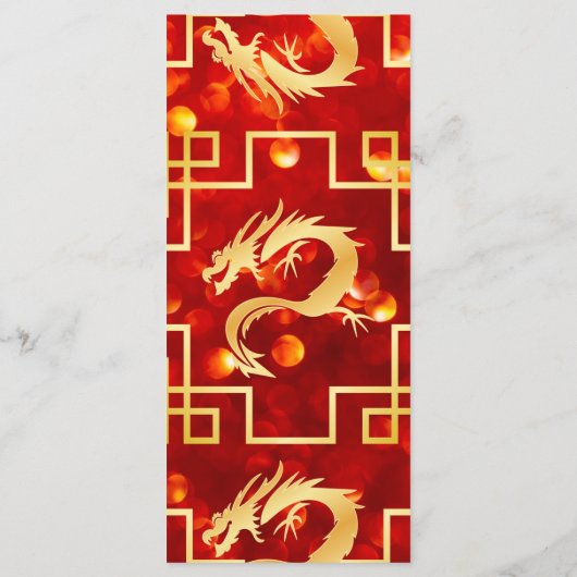 Rood en Goud Dragon Wedding Menu (Achterkant)