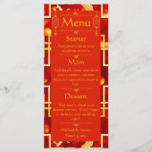 Rood en Goud Dragon Wedding Menu (Voorkant)