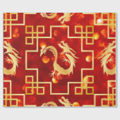 Rood en Goud Dragon Wrapping Paper Cadeaupapier (Vlak)