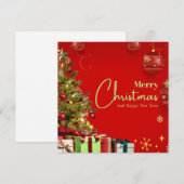 Rood en goud Elegant Prettig kerstfeest Feestdagenkaart (Voorkant / Achterkant)