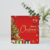 Rood en goud Elegant Prettig kerstfeest Feestdagenkaart (Staand voorkant)