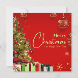 Rood en goud Elegant Prettig kerstfeest Feestdagenkaart