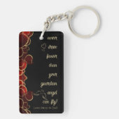 Rood en Goud Elegant Script Persoonlijk Sleutelhanger (achterkant)