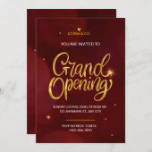 Rood en Goud Elegante Uitnodiging (Voorkant / Achterkant)