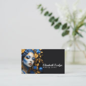 Rood en Goud Elegantie: Een Portret van Schoonheid Visitekaartje (Staand voorkant)