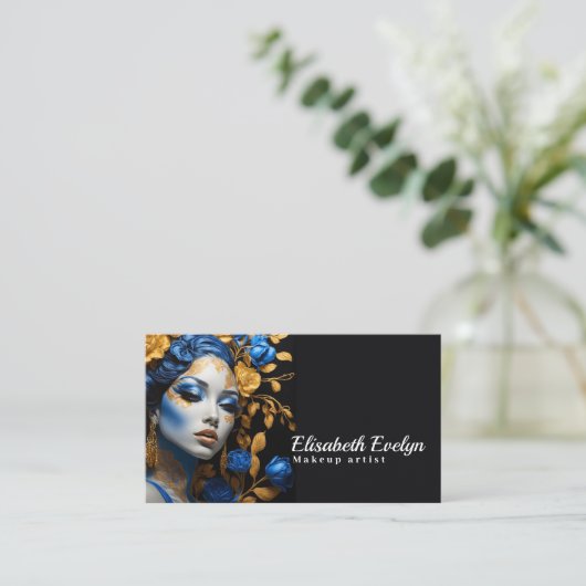 Rood en Goud Elegantie: Een Portret van Schoonheid Visitekaartje (Staand voorkant)