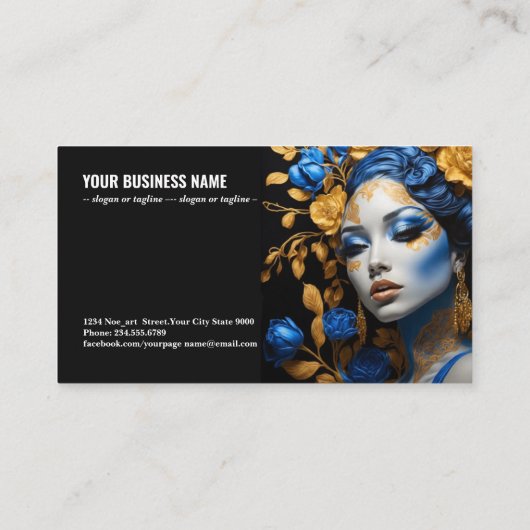 Rood en Goud Elegantie: Een Portret van Schoonheid Visitekaartje (Achterkant)