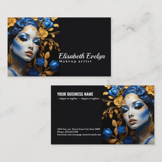 Rood en Goud Elegantie: Een Portret van Schoonheid Visitekaartje (Voorkant / Achterkant)